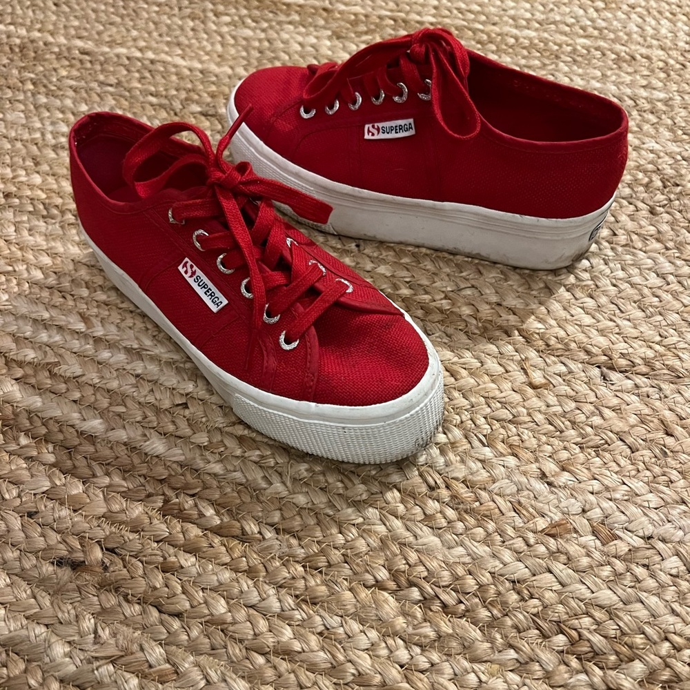 Superga Vibrant Red Lace-Up Shoes